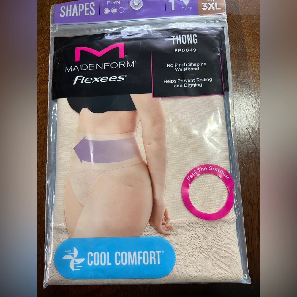 Maidenform Shapes Flexees 3XL Firm Shaper Thong NUDE / TRANSPARENT New